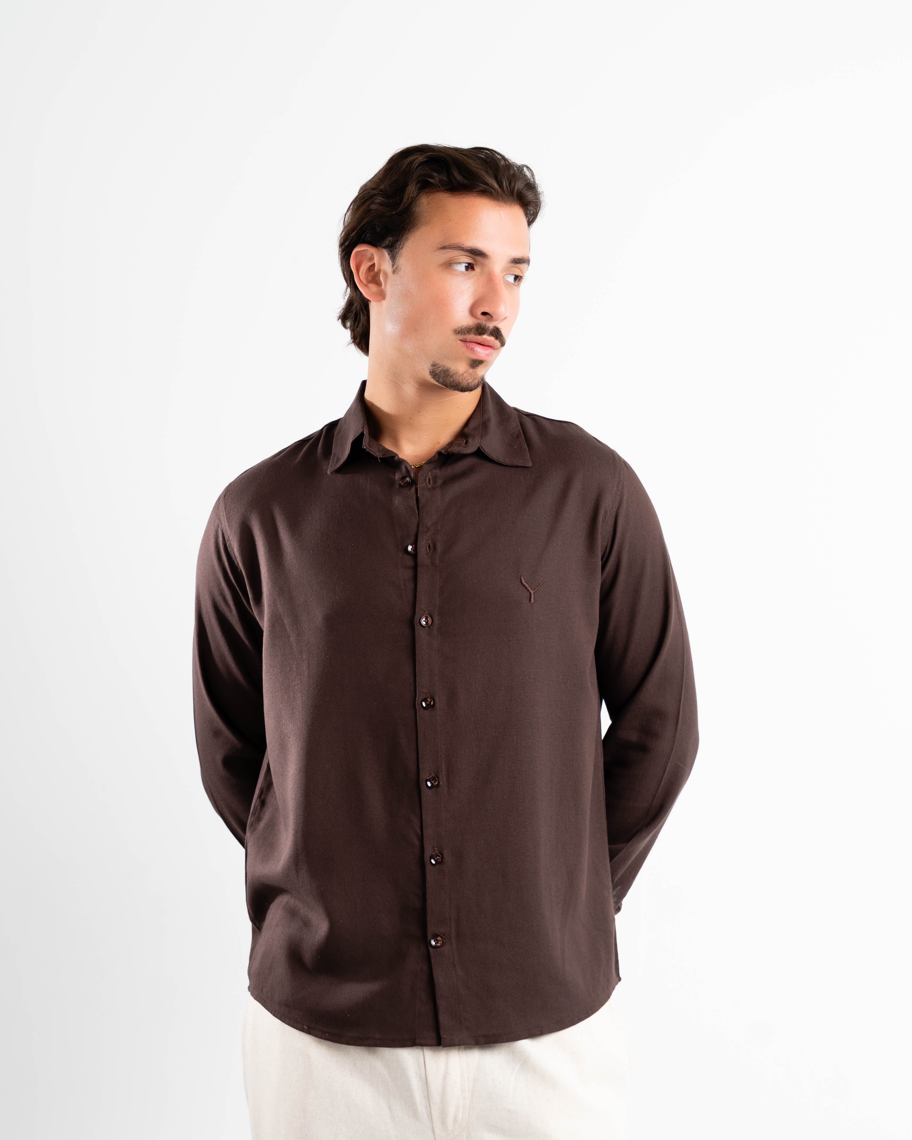 Espresso linen shirt