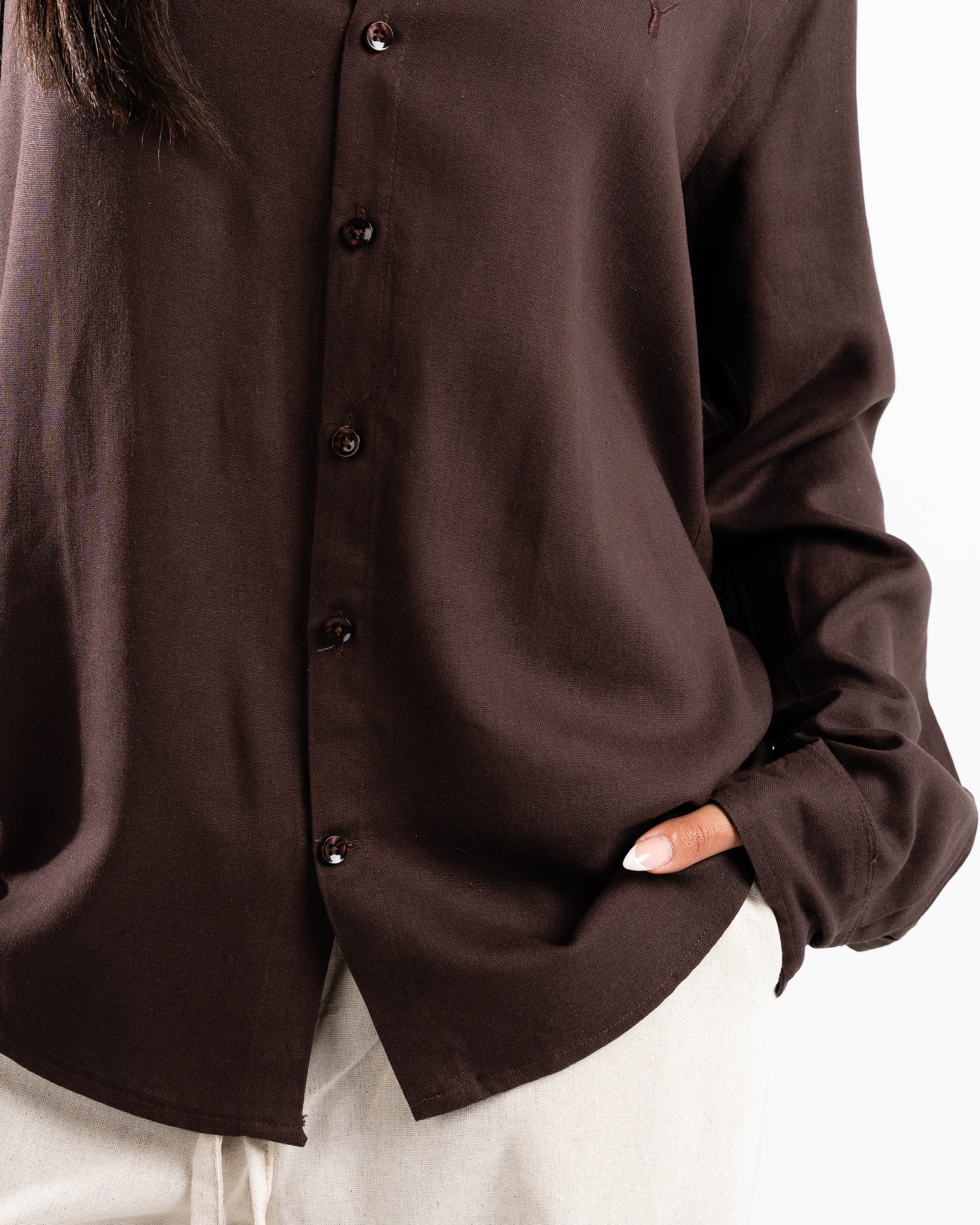 Espresso linen shirt