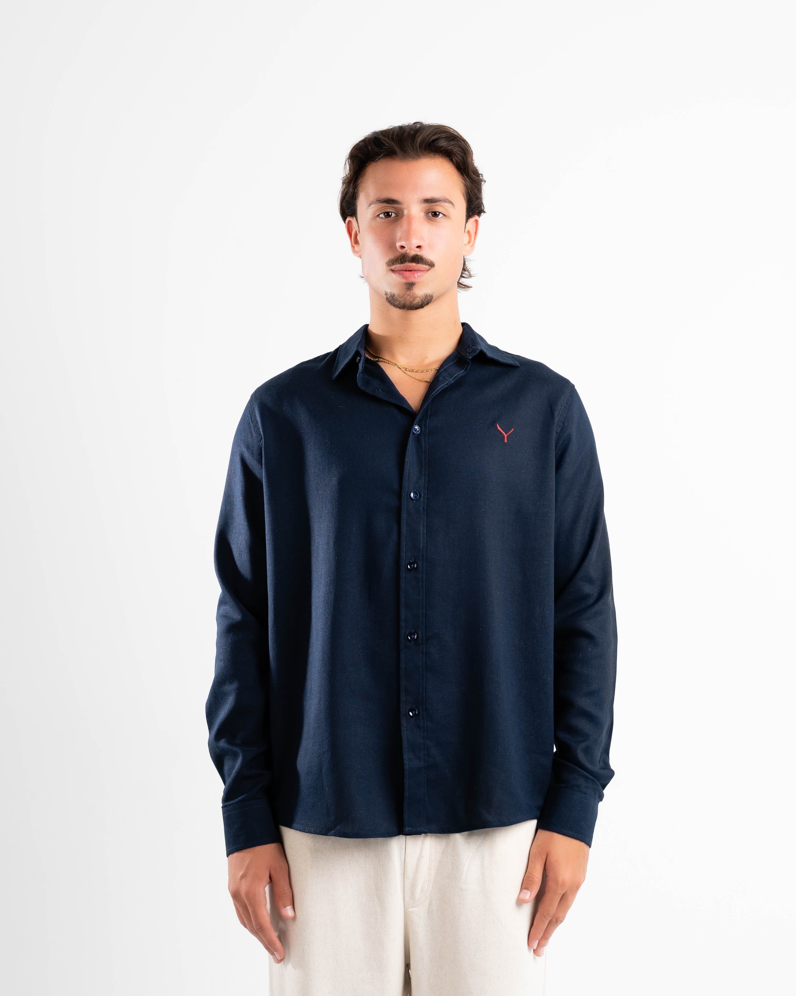 Navy blue linen