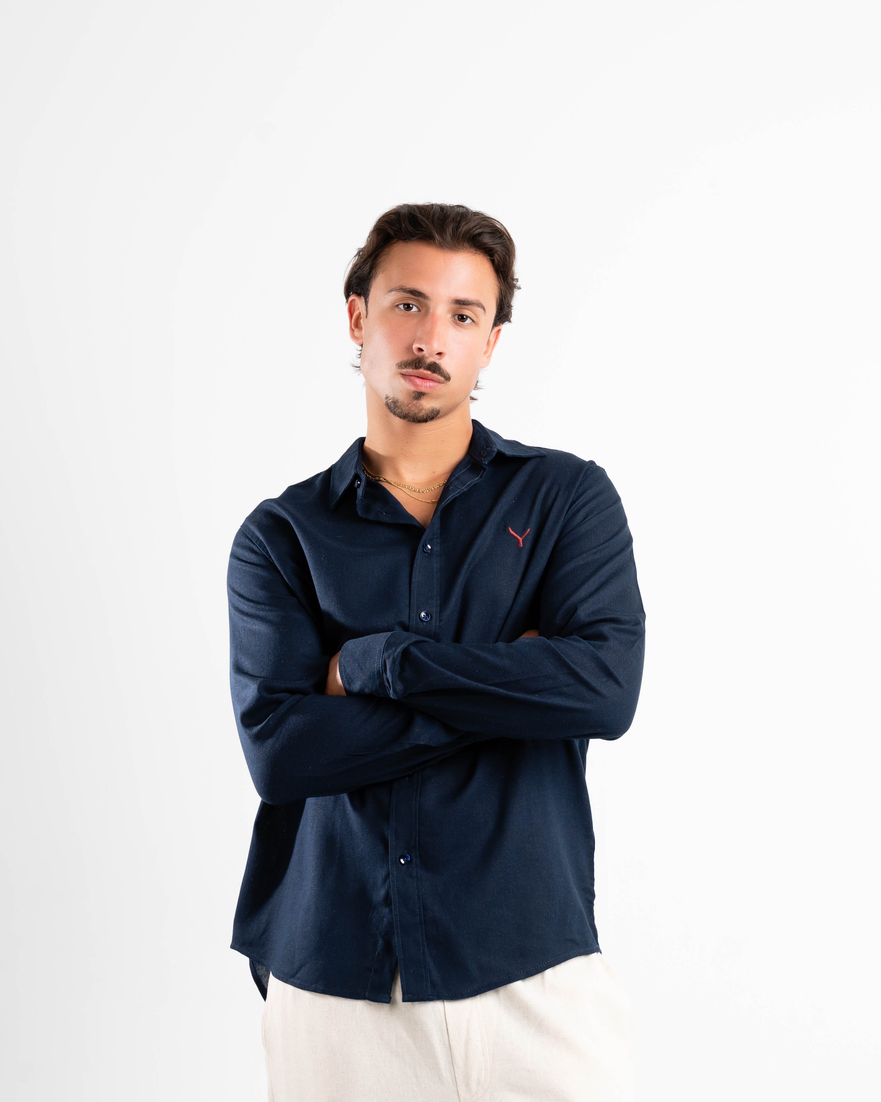 Navy blue linen