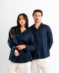 Navy blue linen