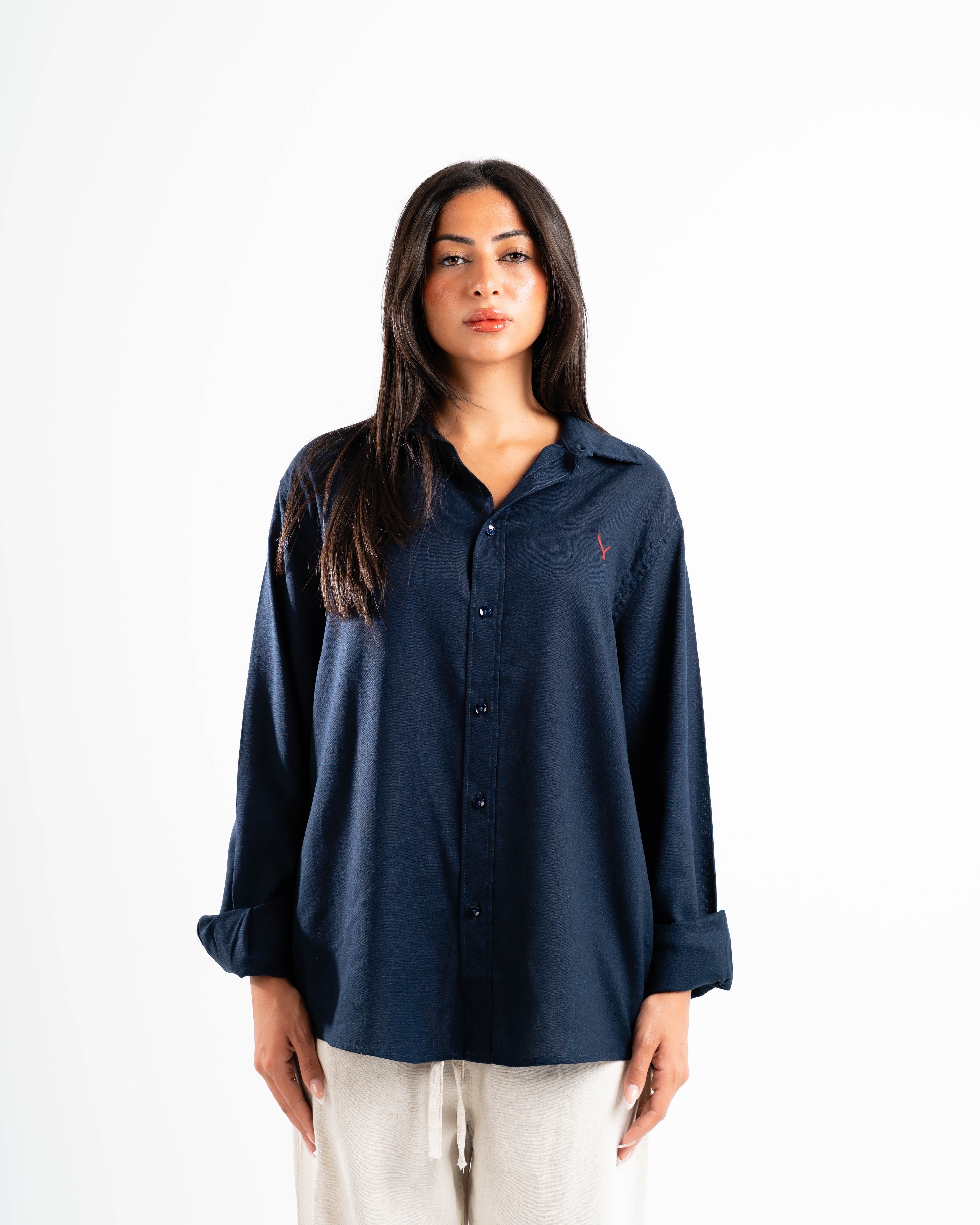 Navy blue linen