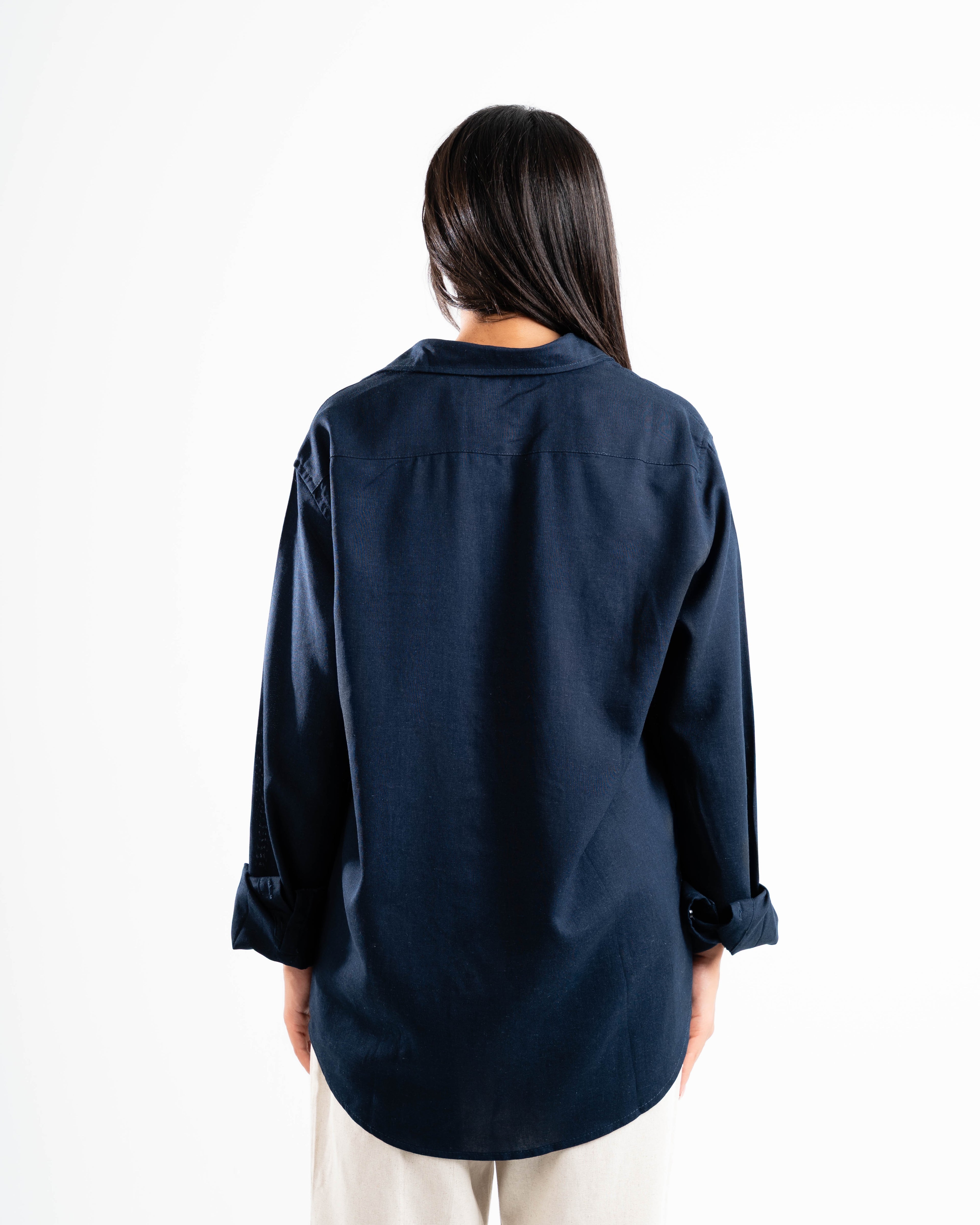 Navy blue linen