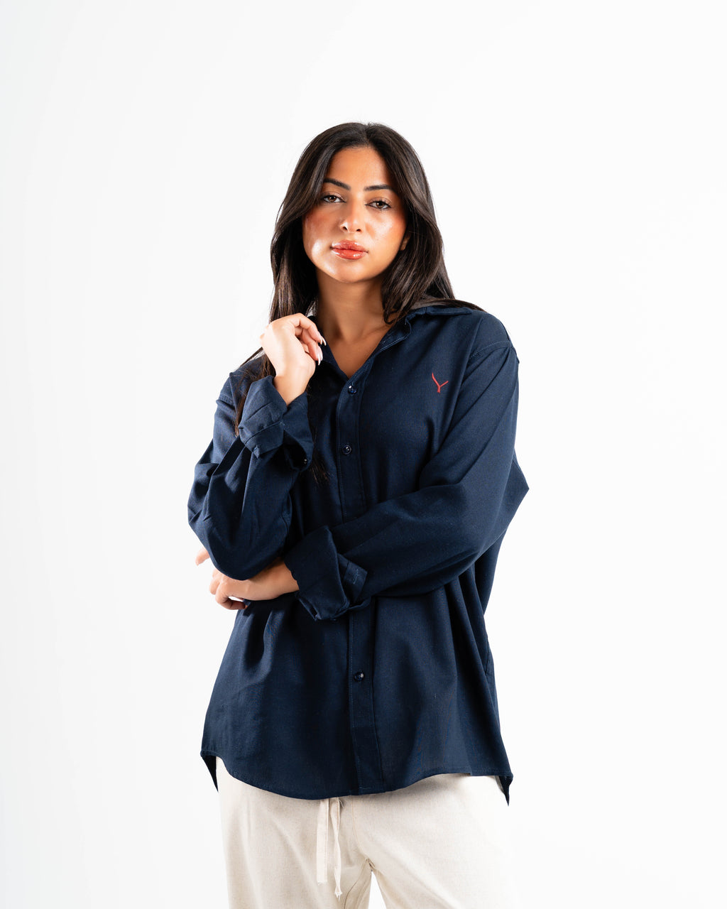 Navy blue linen